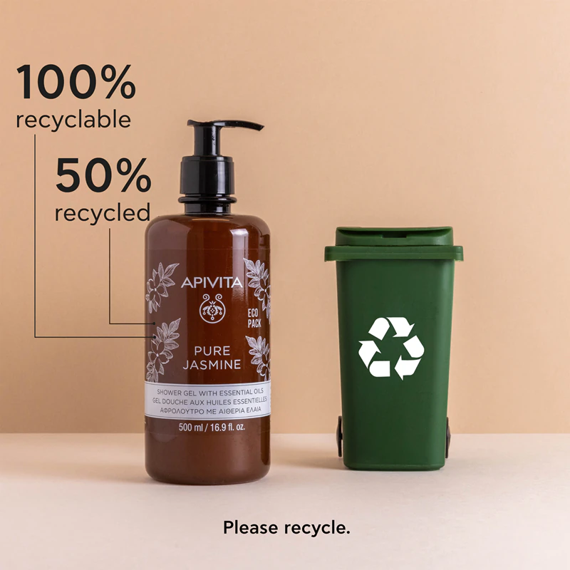 Gel de Banho Apivita Pure Jasmine, gel de banho hidratante com óleos essenciais.