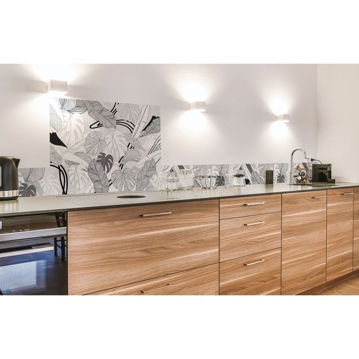 Fond de hotte en aluminium - floral noir - 70x90 cm - 99 Déco