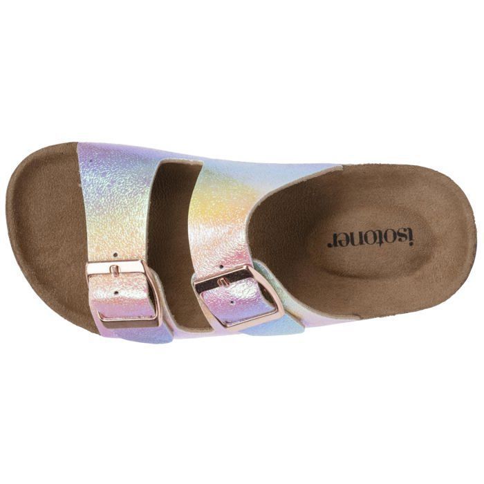 Sandalias Isotoner para niña, ultracómodas y multicolores con doble tira.