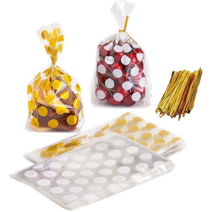 Snoepzakjes - MKISHINE - 100 stuks - Transparant met gouden stippen - 21 x 13 cm - Plastic