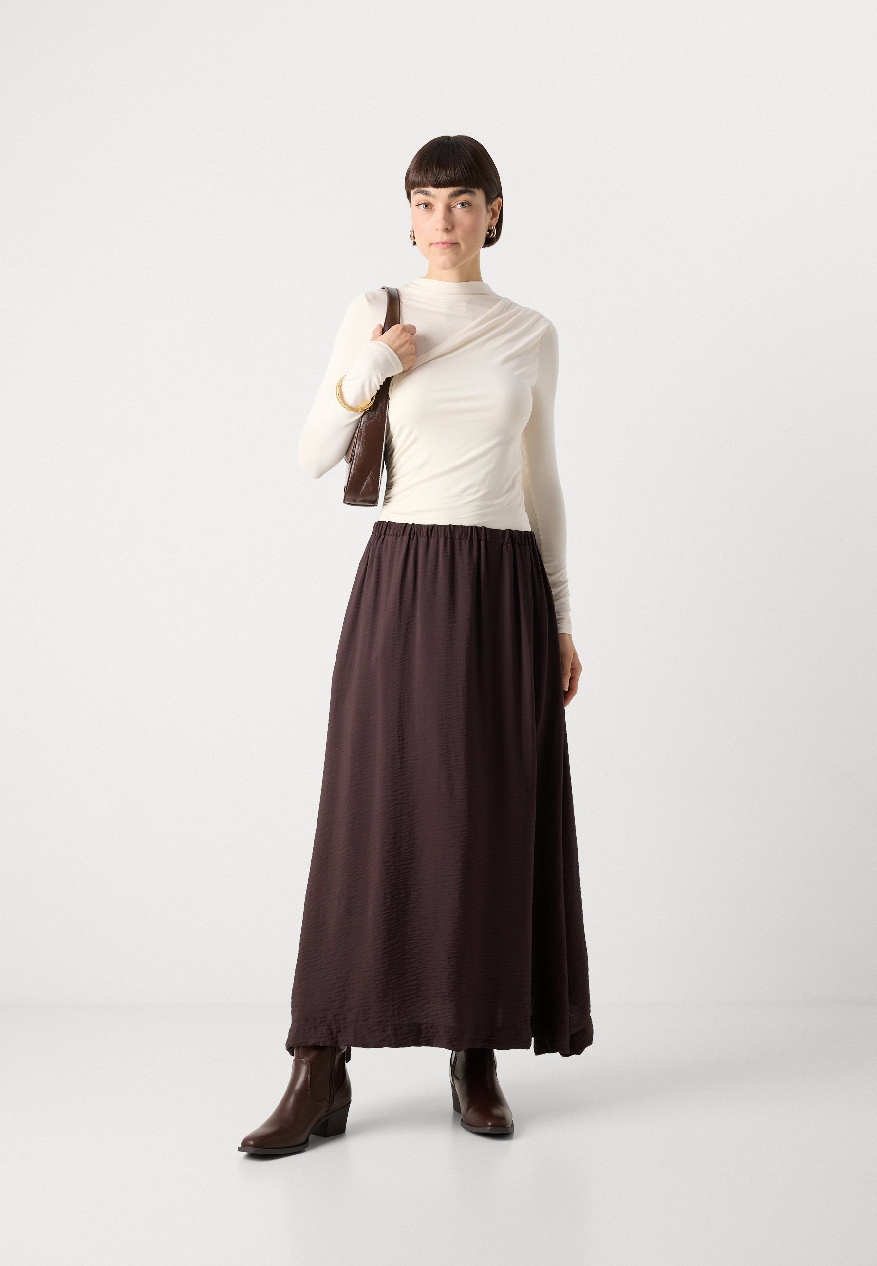 Lindex SKIRT KAMALA - Maxirok - donkerbruin