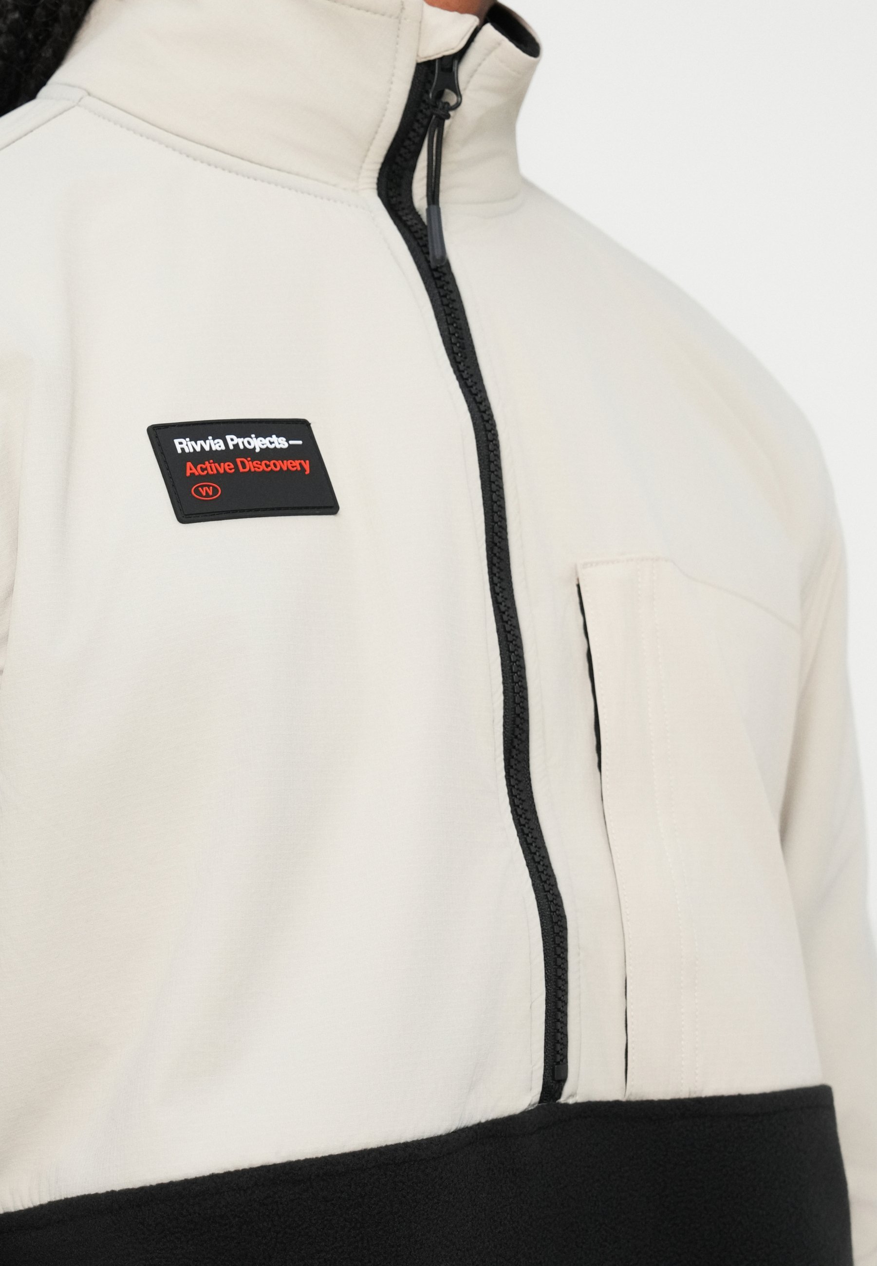 Rivvia Projects BLUR 1/2 ZIP POLAR FLEECE - Flisinė striukė - juoda/kaulo spalvos