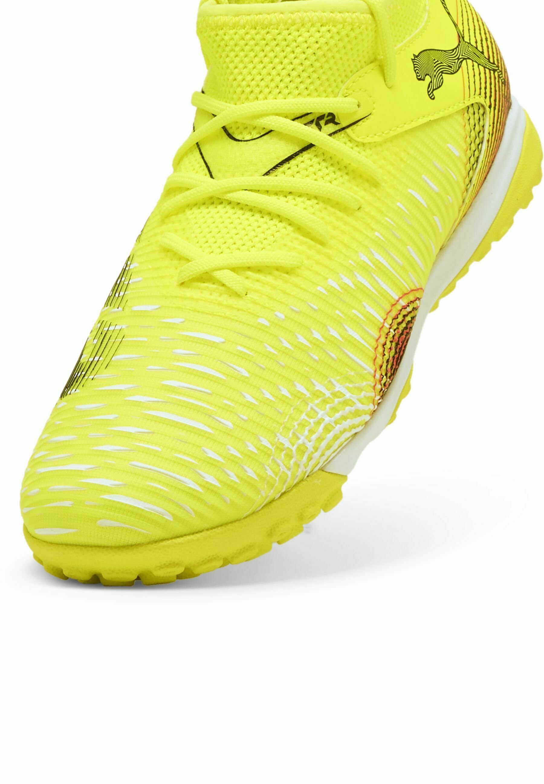 Puma FUTURE 8 MATCH - Chaussures de football pour terrain synthétique - Jaune alerte, noir éclaté par le soleil