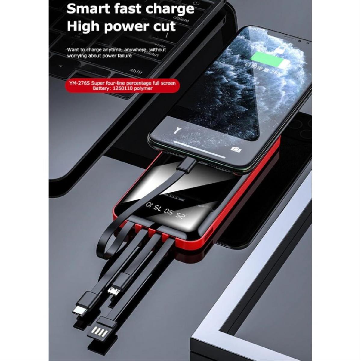 Power Bank Smartek 10000mah Avec 4 Câbles De Carga Y Carga Inalámbrica