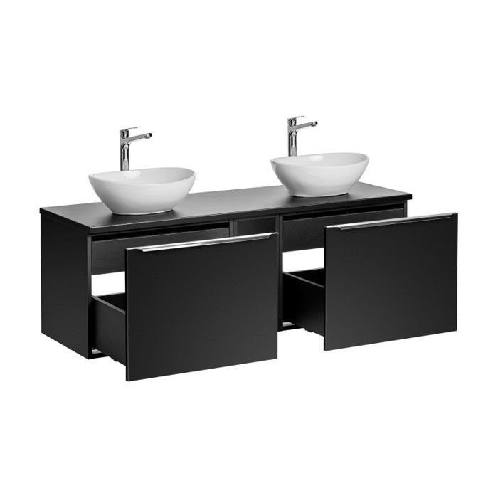 Conjunto de baño - GENÉRICO - Rosario Negro - Lavabos dobles - 140 cm - Mueble suspendido