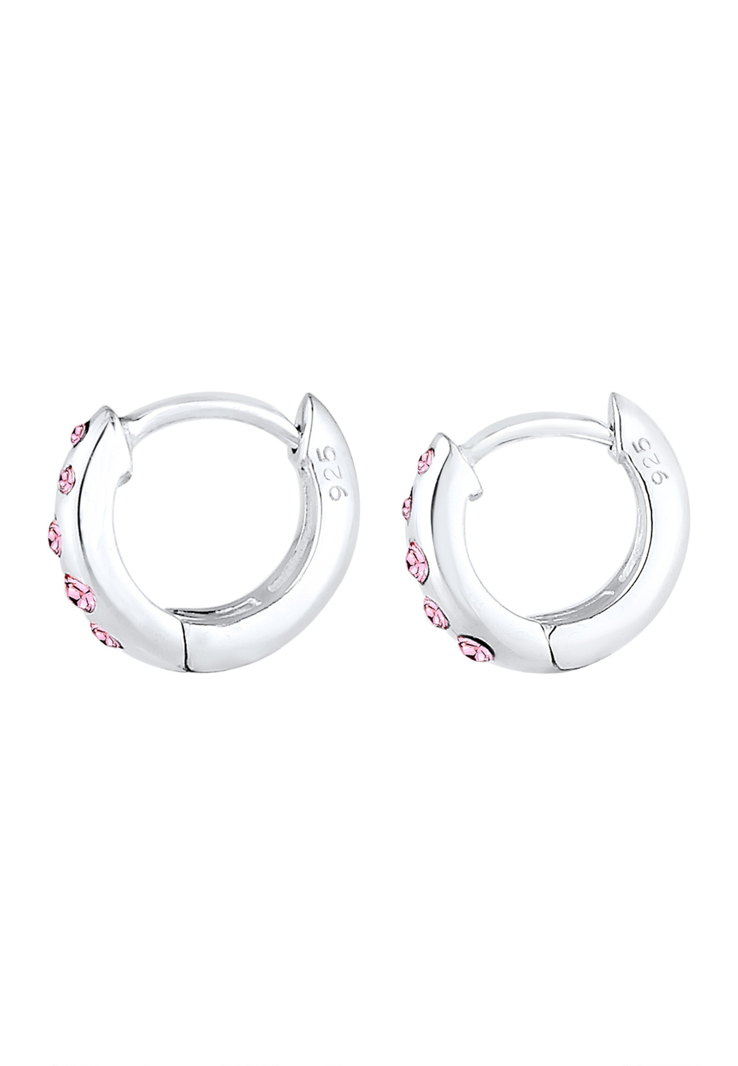 Elli Enfants Créoles Filigrane avec Cristaux Rose en Argent Sterling 925