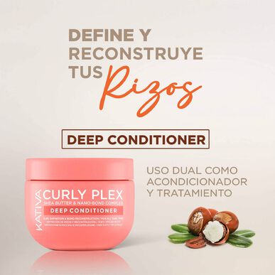 Kativa Curly Plex Deep Conditioner for krølldefinisjon og gjenoppbygging, 350 ml