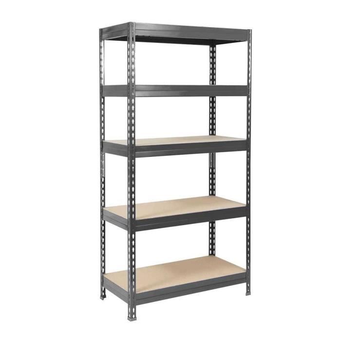 Estante resistente, com 5 prateleiras (aglomerado), cinza antracite, 180 x 90 x 60 cm | Carga máxima: 1250 kg