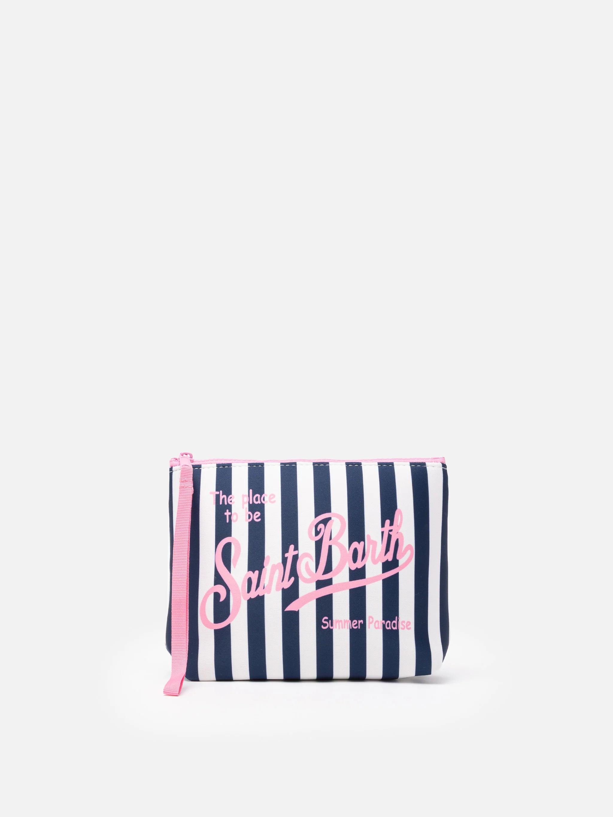 Aline scuba clutch met gestreepte print
