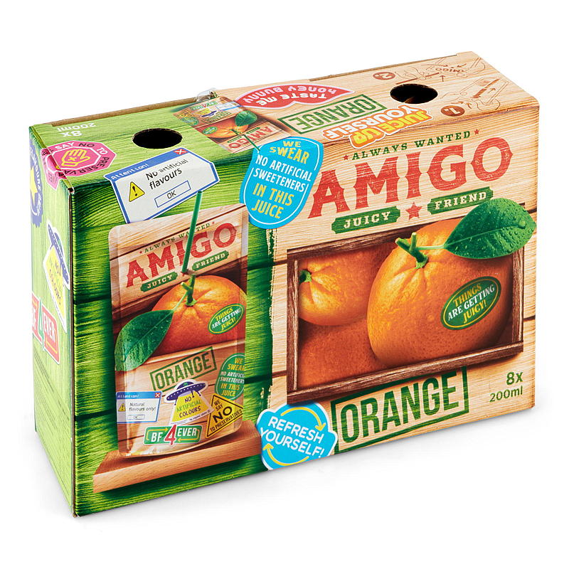 Amigo Fruit Drink 8x200 ml Amigo appelsiini