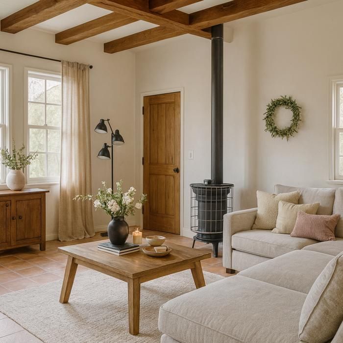 Poêle à Bois d’Extérieur Rustique – Fonte, 13.05 kW, Ø120 mm, Chauffage 190 m³