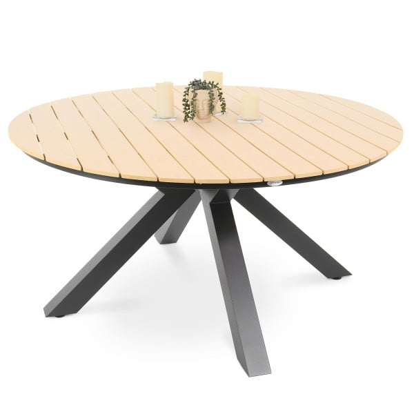Stół ogrodowy okrągły aluminiowy Ravello 150 cm beżowy