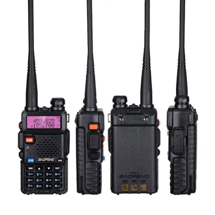 2 Pcs Baofeng UV-5R Talkie-walkie FM radio VHF/UHF avec double bande, affichage, veille et horloge intégrée (Casque ajouté, YYV