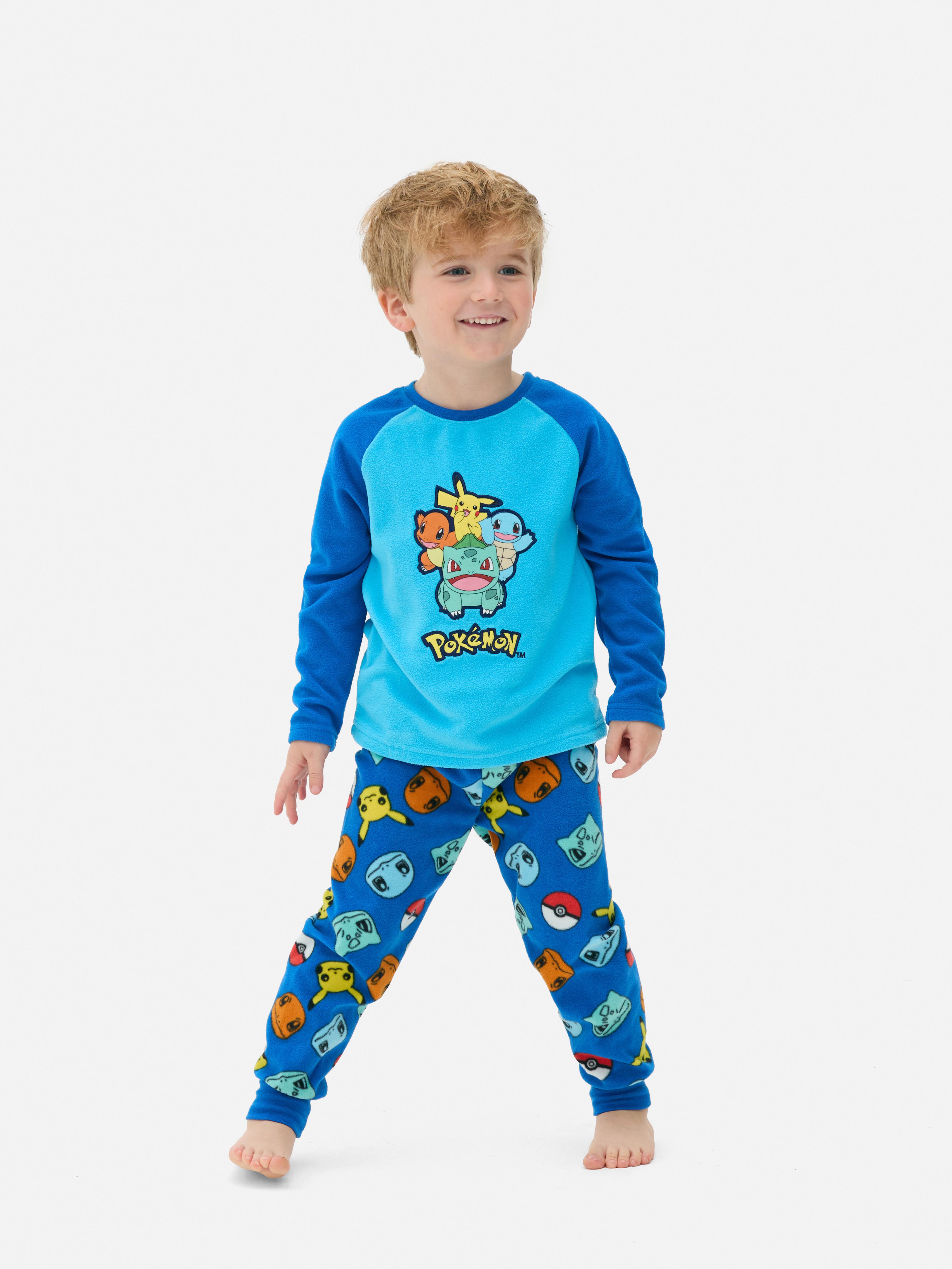 Pijamale din fleece Pokémon Kanto Starter O pijama Pokémon cu un top cu mânecă lungă și pantaloni asortați