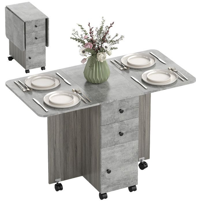 HOMCOM - Mesa de cocina - Tablero de partículas - 120x60x76,5cm - Gris