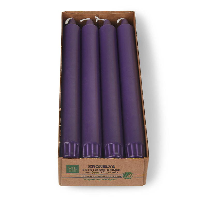 Vie Eco Kronelys 8-pak 24 cm øko lilla advent