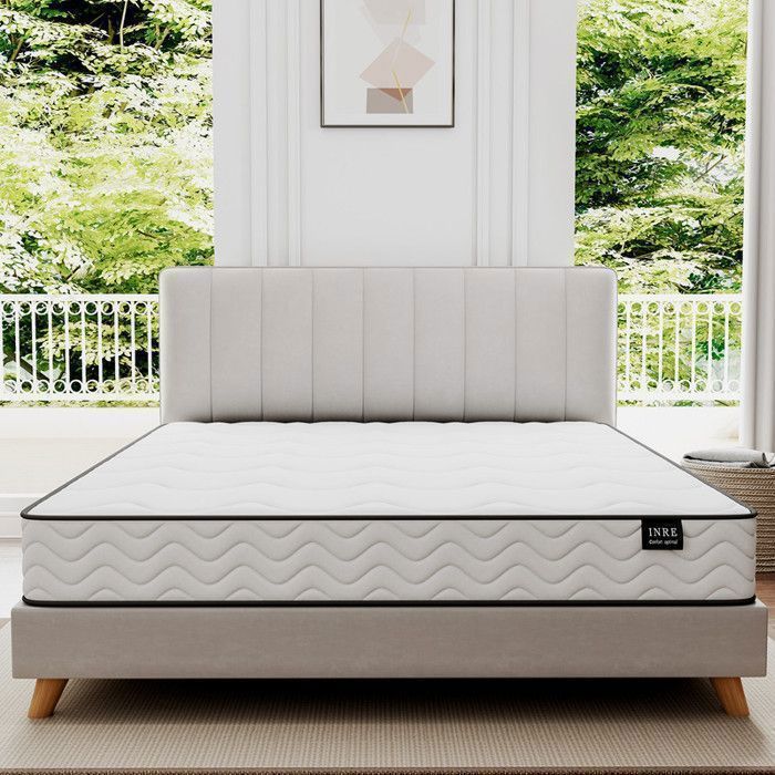 Materasso 160x200 cm - INRE, molle insacchettate, solido e confortevole, certificato Oeko-Tex, spessore 22 cm, 7 zone differenziate