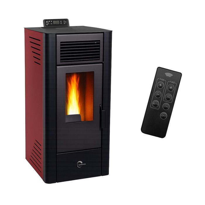 Estufa de pellets sellada Anita de 11,6 kW, Bordeaux Sannover + Kit de instalación