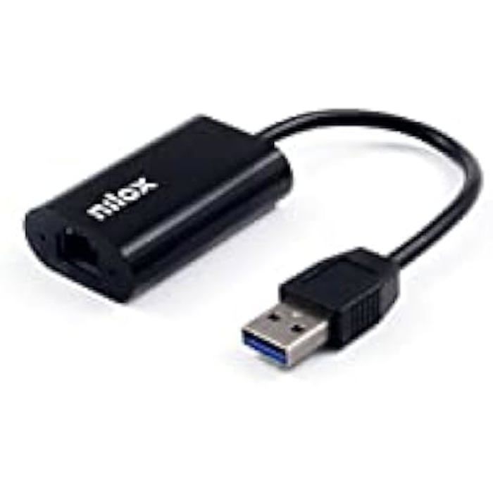 USB Adapter - Nilox - USB A to RJ45 M/H Adapter - 1000 Mbps - White - Wired