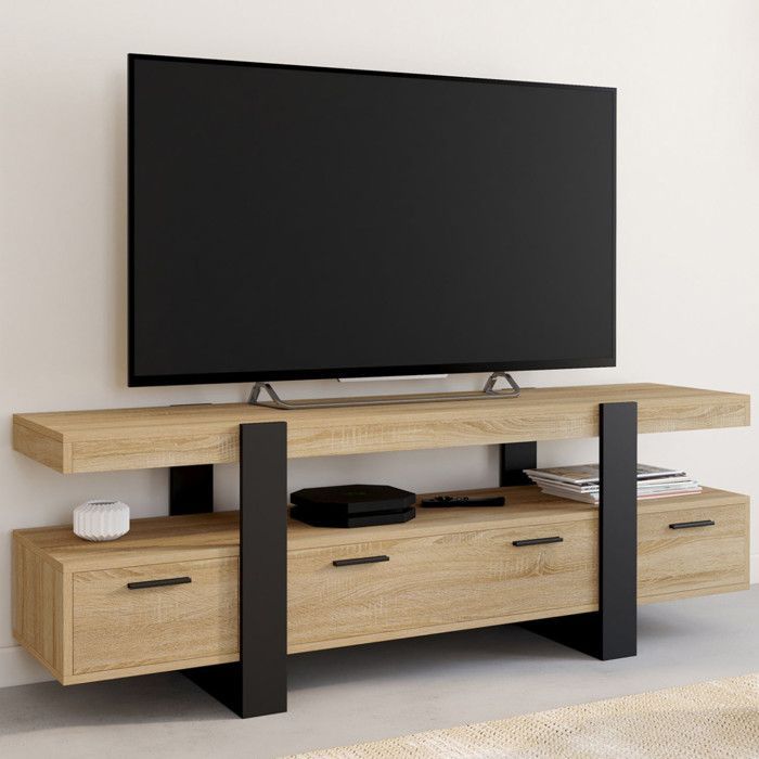 Mobile porta TV IDMARKET PHOENIX da 140 cm con cassetti in legno e neri
