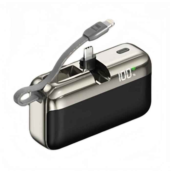 Compacte powerbank van 20000 mAh met geïntegreerde USB-C-aansluiting, 22,5 W snelladen, LED-display, 3 uitgangen, zwart