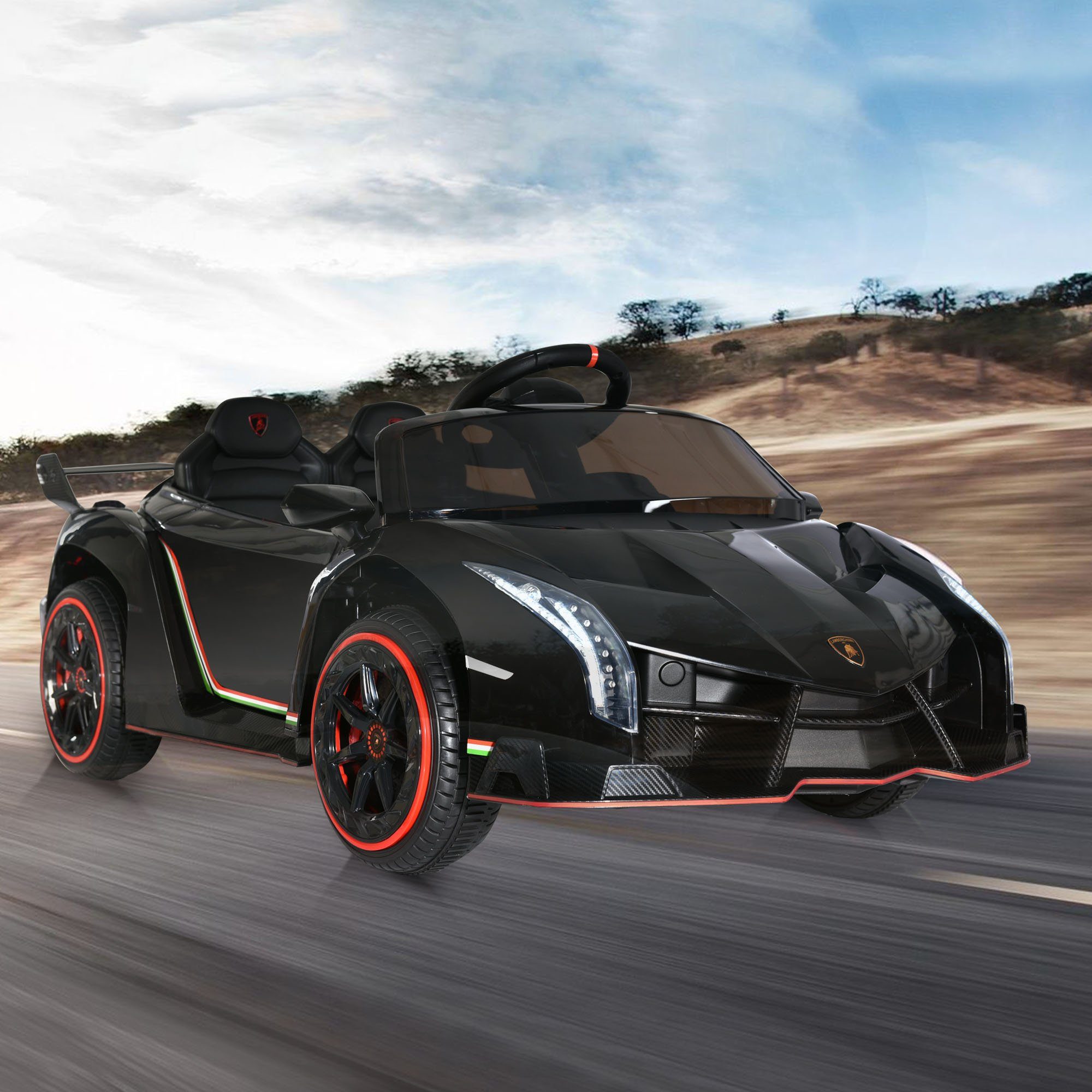 Ηλεκτρικό παιδικό αυτοκίνητο REDOM LAMBORGHINI VENENO 2 κινητήρες, Bluetooth, διπλές πόρτες, 3 ταχύτητες, μουσική MP3, κατάλληλο για παιδιά ηλικίας 3 ετών και άνω