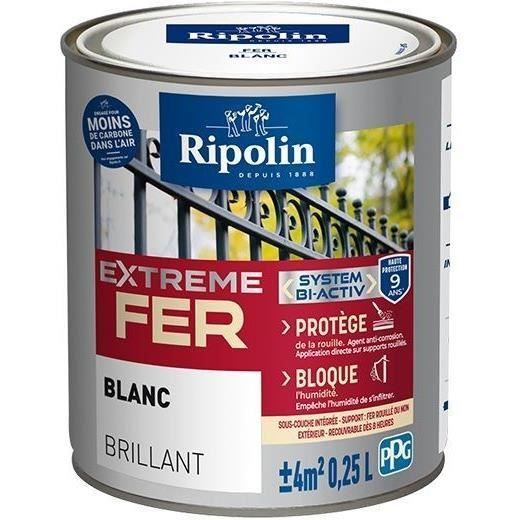 Pintura para exteriores RIPOLIN color hierro - Blanco brillante, 0,25 L