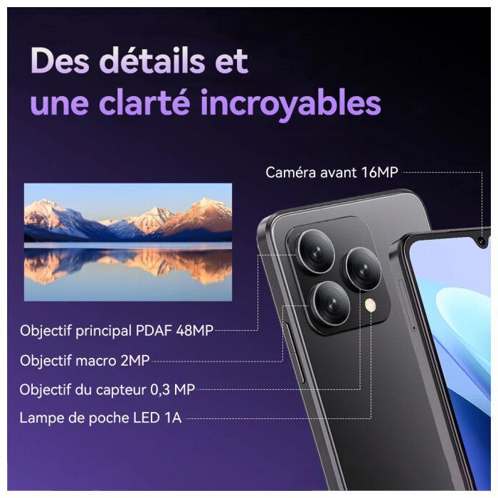 CUBOT A40 Smartphone - 12Go (4+8) RAM /256Go ROM - Écran 6.88