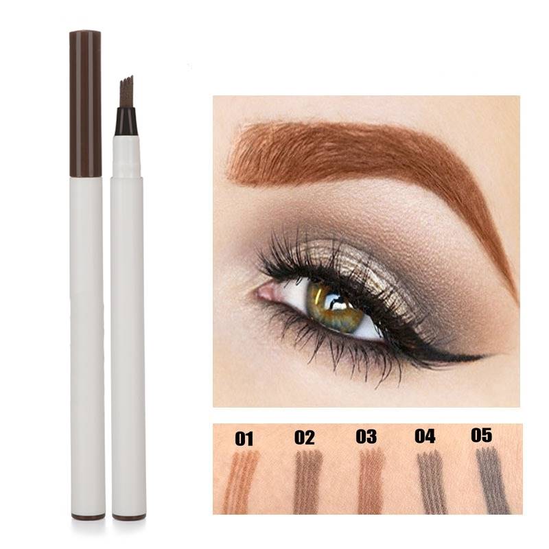 Stylo à encre liquide 3D pour sourcils, personnalisable avec logo et tatouage, étanche, 4 crayons à sourcils, maquillage des yeux, cosmétiques féminins, 5 couleurs naturelles