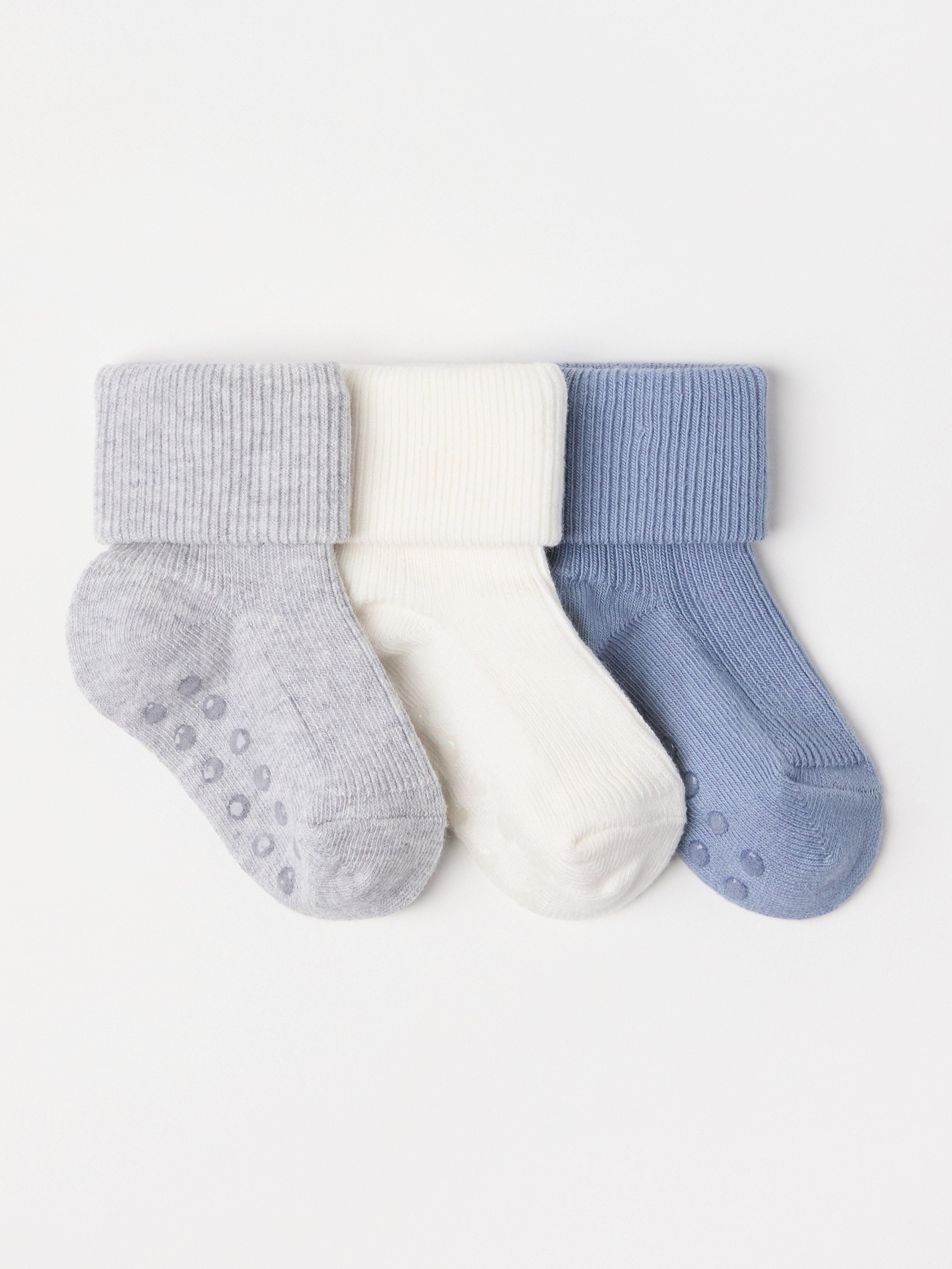 Conjunto de 3 pares de meias azul-acinzentado