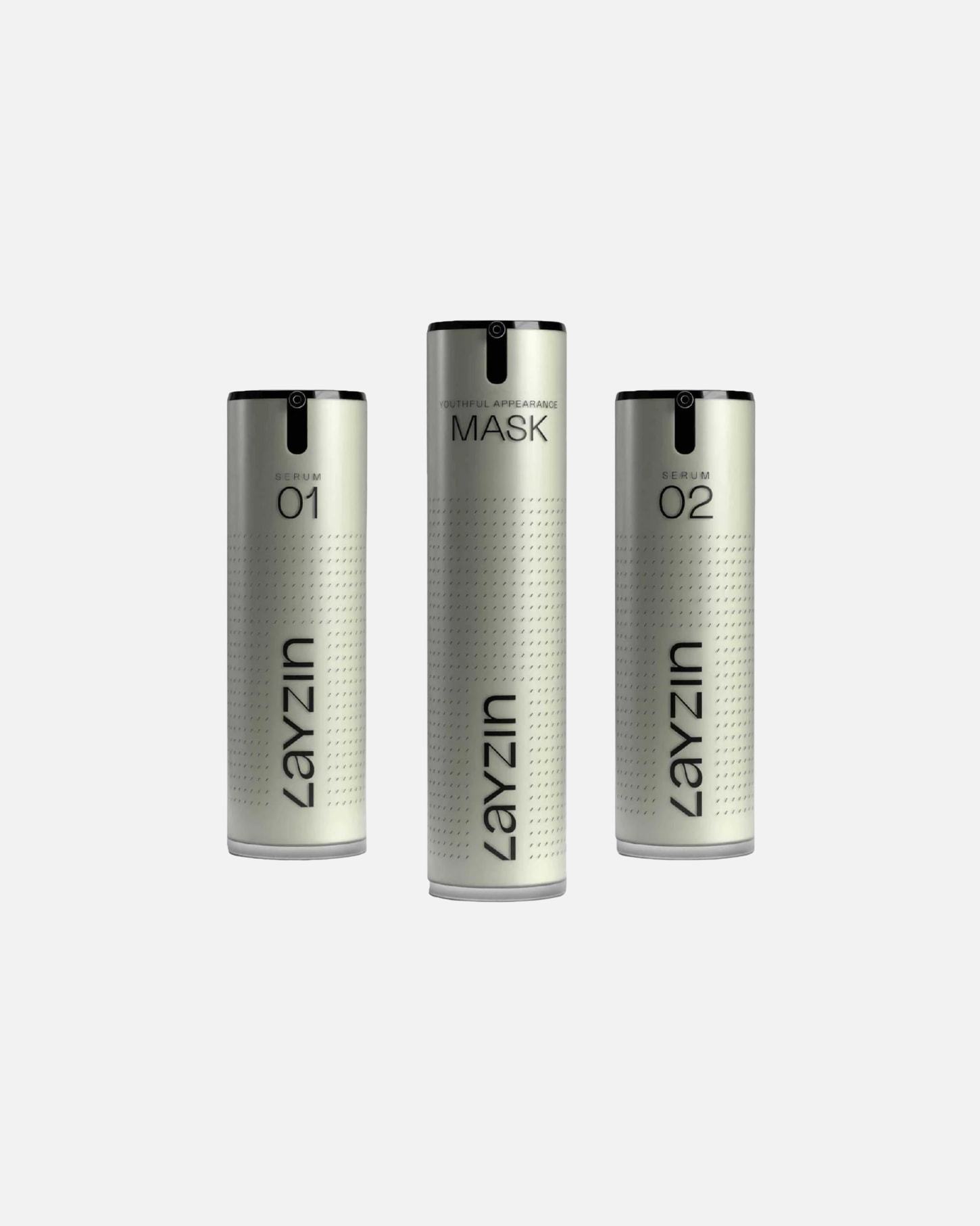LAYZIN Anti-Aging Care Trio za obnovu kože – Trio seruma i maske protiv starenja, hidratacije i pomlađivanja – 1 komad