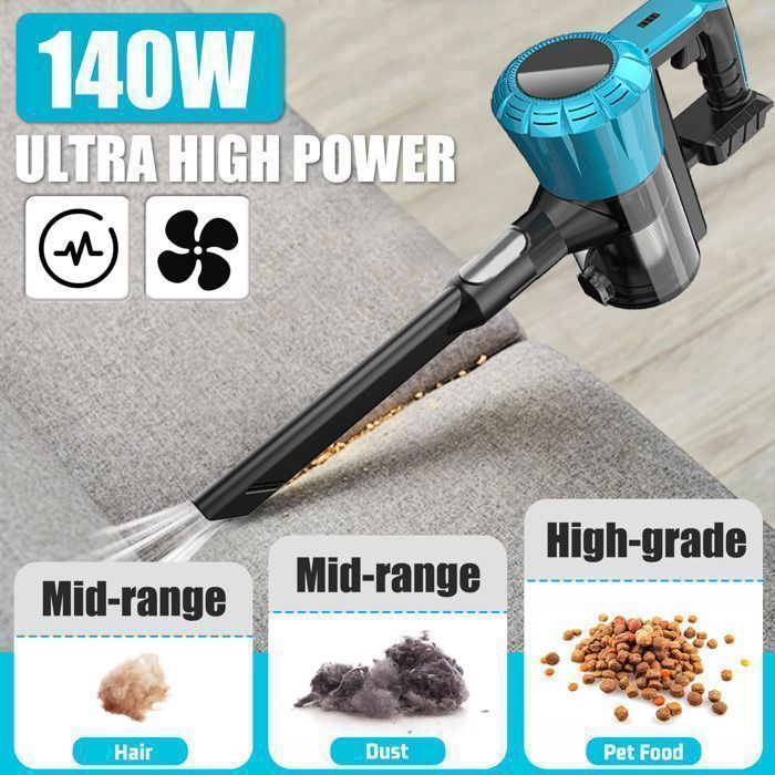 Aspirapolvere senza spazzole da 1800 W, 30 kPa, 1,5 litri, portatile, con funzione di aspirazione e accessori per la pulizia, compatibile con batterie Makita da 18 V.