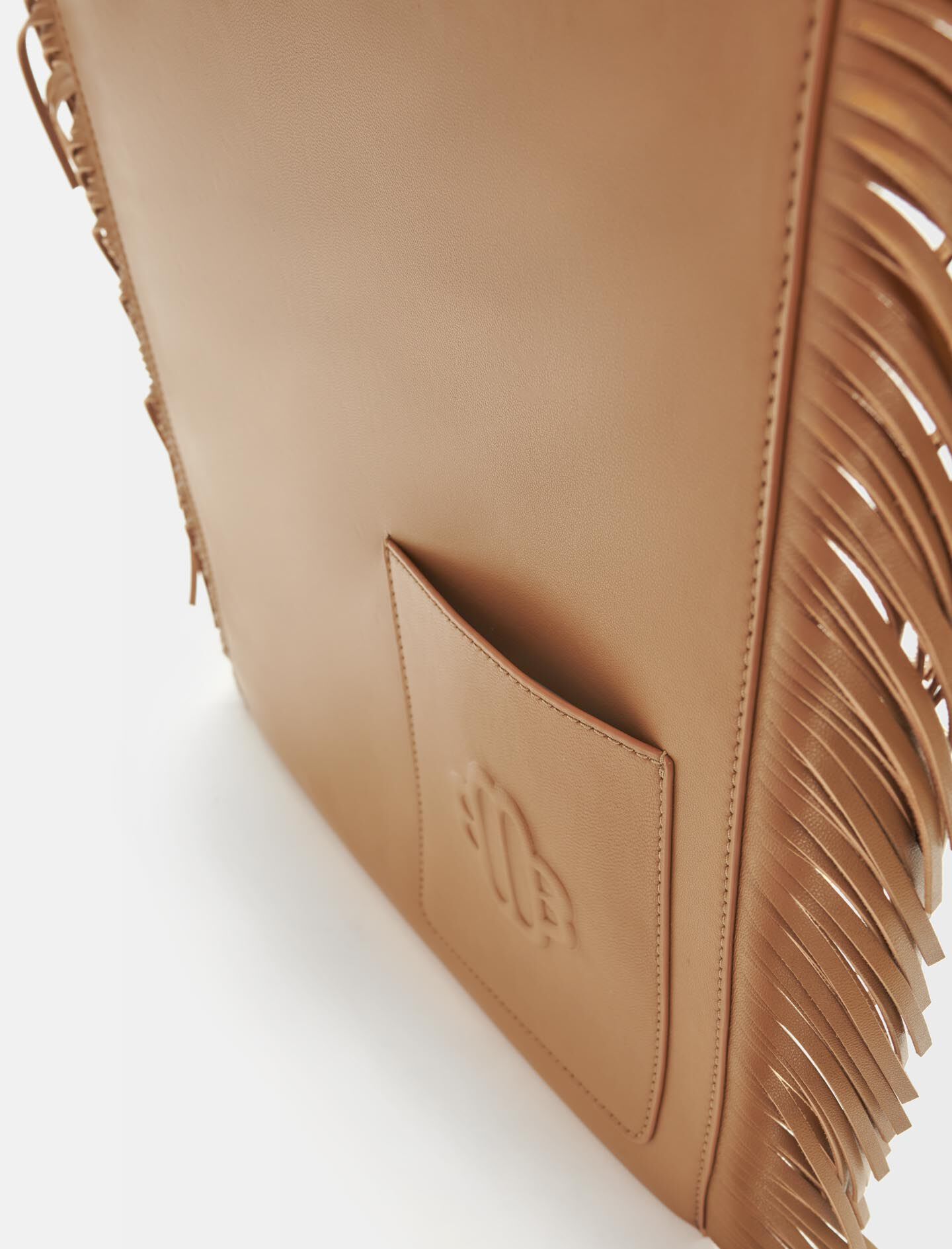 Clover-Camel leren handtas met franjes