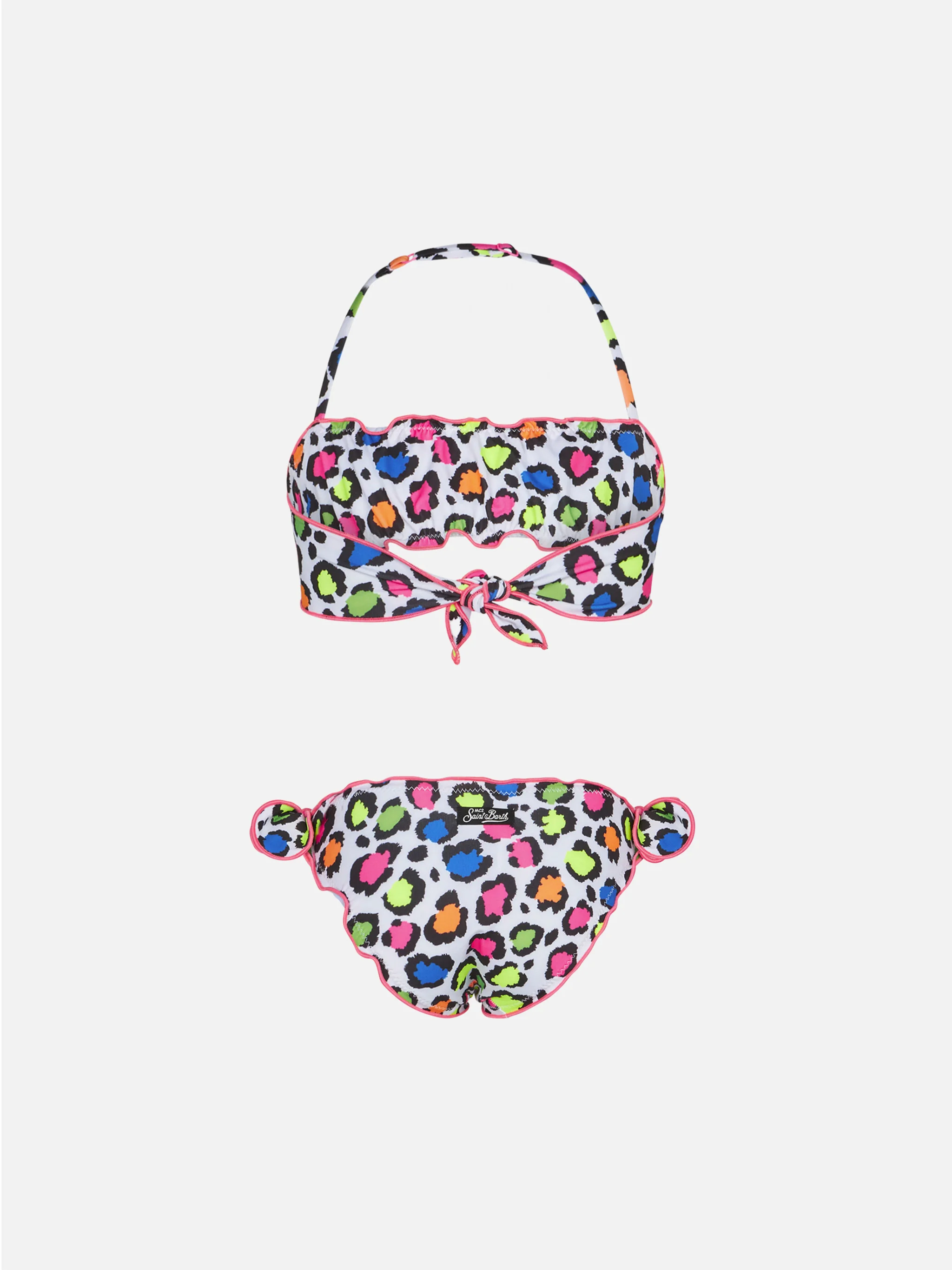 Bandeau-bikini med leopardprint til piger