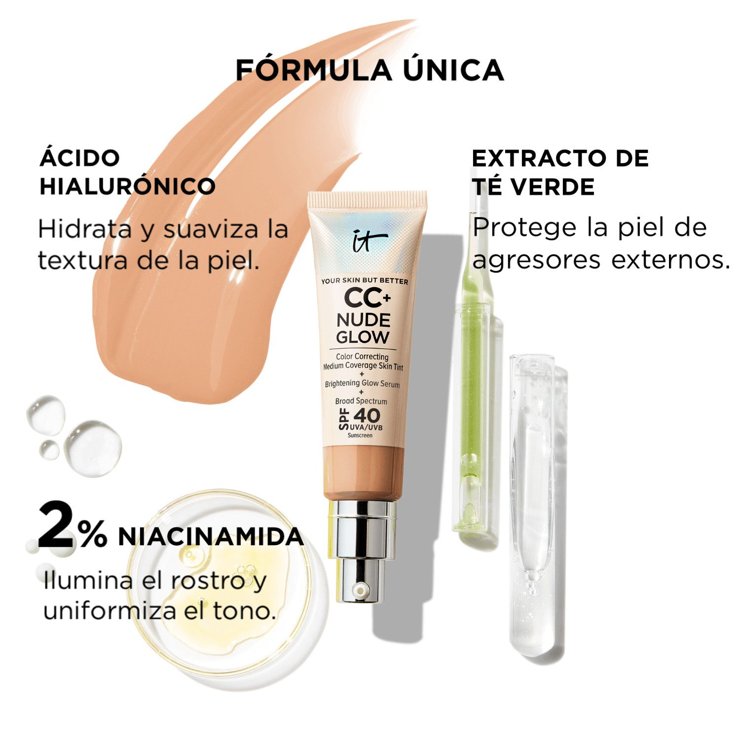 SPF 40 INTL CC Nude Glow grima bāze Luksusa BB krēms un CC krēms