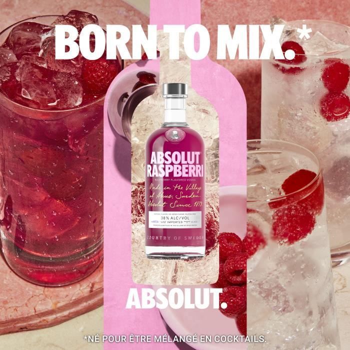 Absolut - Frambozen - Wodka met frambozensmaak - 38,0% alcohol - 70cl