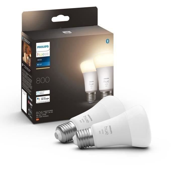 Lâmpadas LED inteligentes PHILIPS Hue brancas E27 - Compatíveis com Bluetooth (pacote com 2)