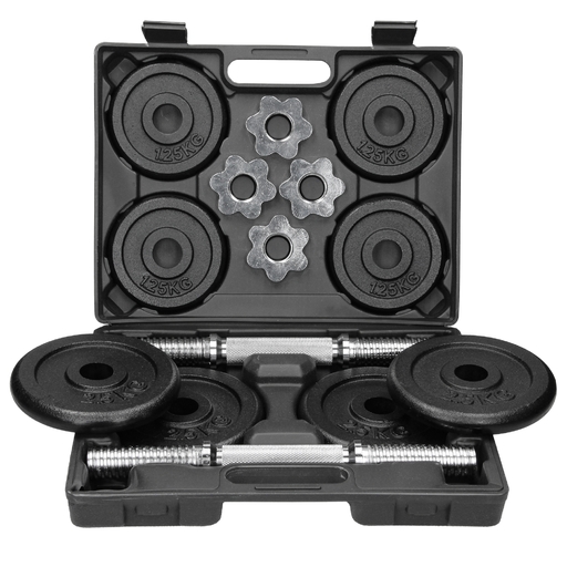  Conjunto de halteres de ferro fundido, 2 x 10 kg, para exercícios e condicionamento físico.