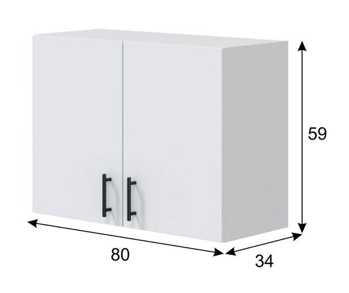 Pensile da cucina a 2 ante, bianco lucido - altezza 59 x lunghezza 80 x profondità 34 cm