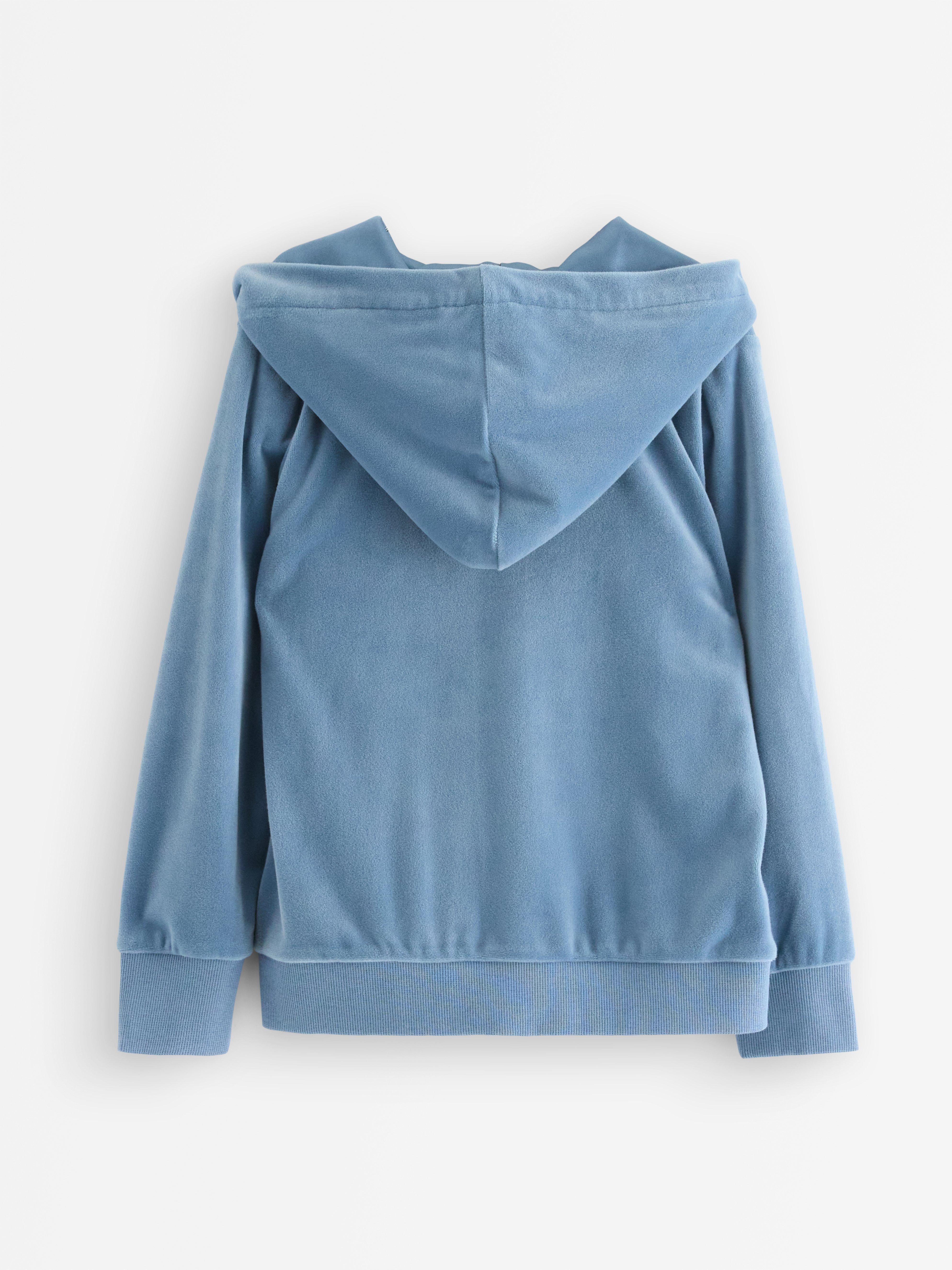 Sudadera con capucha de terciopelo azul claro