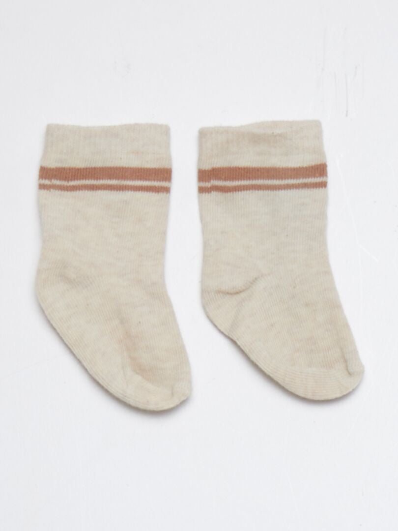 Joggingbroek met opgestikte zakken + sokken - BEIGE