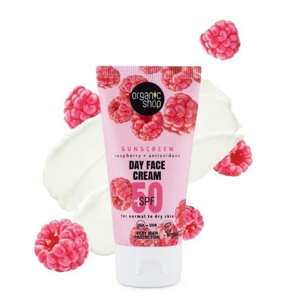Protetor solar facial diurno Organic Shop FPS 50 para pele normal, 50ml