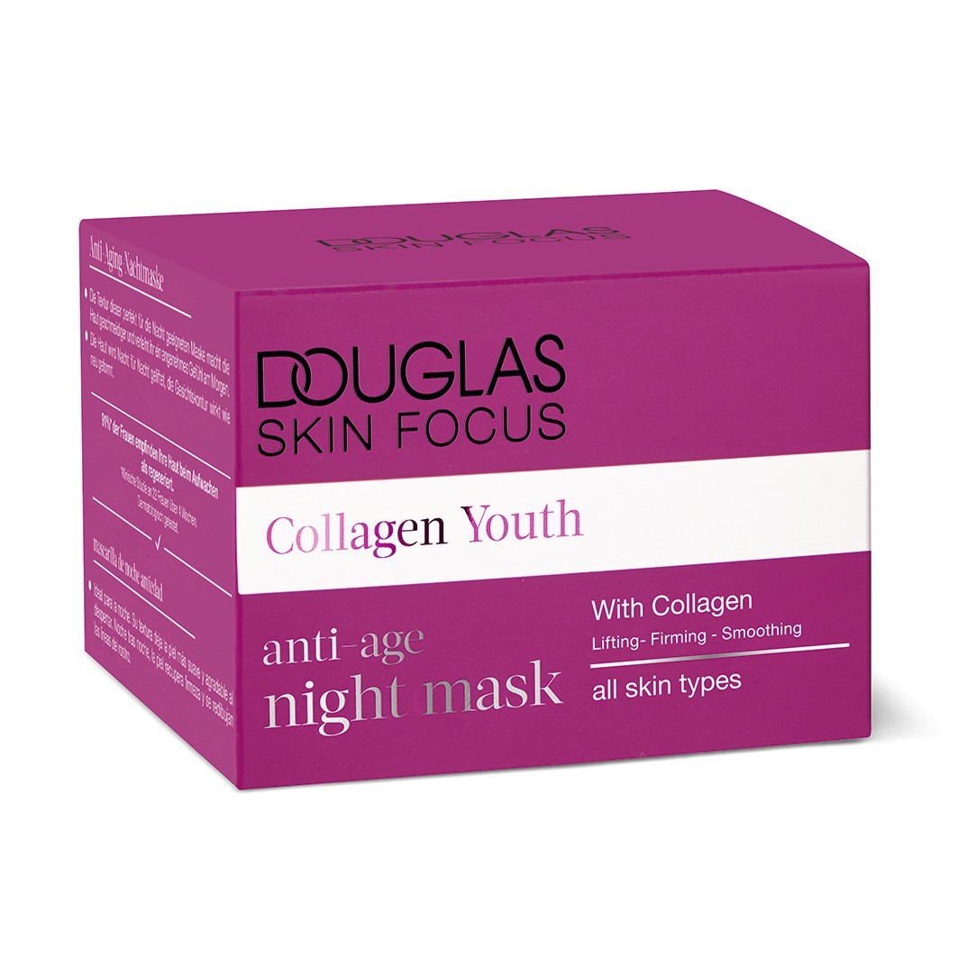 „Douglas Collection“ drėkinamoji kaukė „Skin Focus Collagen Youth Anti-Age“ naktinė kaukė, 50 ml