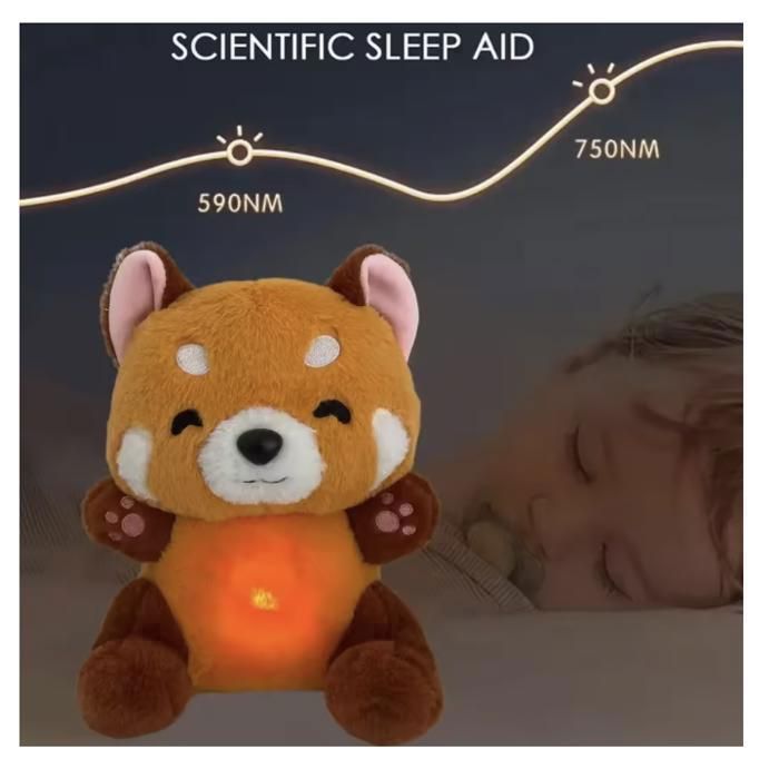 Peluche musical y luminoso de panda rojo – Luz nocturna para bebé con sonidos relajantes