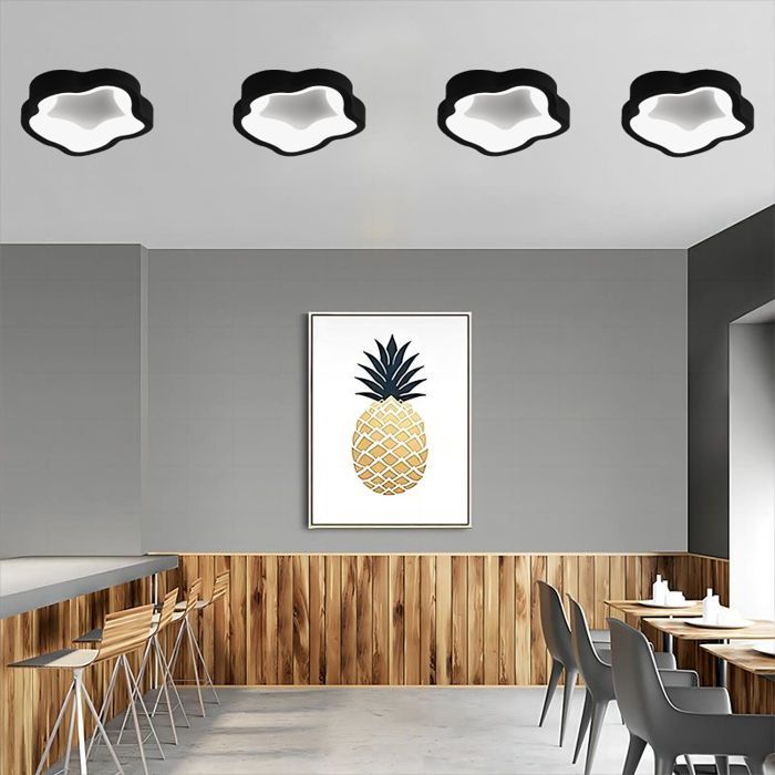 WOTTES  Plafonnier LED Moderne Noir - 14W Blanc froide Luminaire Fleur Lampe de Plafond pour Couloir Salle de bain - 1pcs Dia 23cm