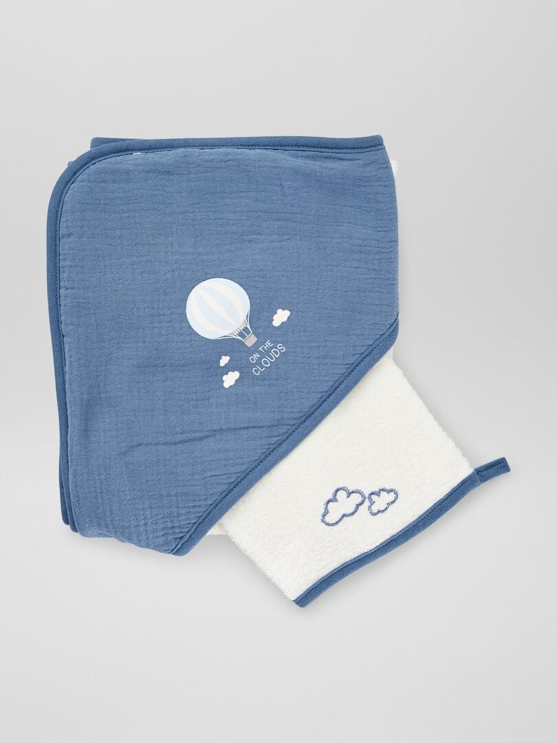 Badcape + badhandschoen - 2-delig - BLAUW