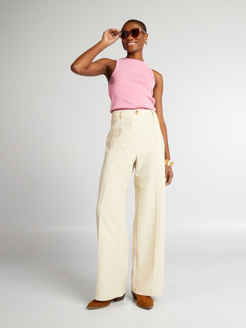 Rechte broek met hoge taille - GRIJS