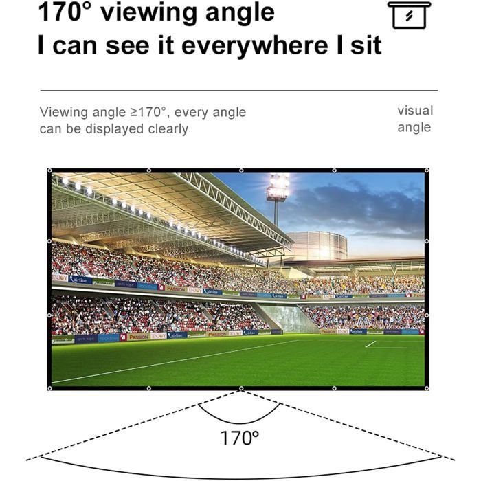 100 Inch 16:9 HD Projector - Portable Indoor/Outdoor Screen - Foldable - Double-Sided Projection - Soft Curtain [YE125]
