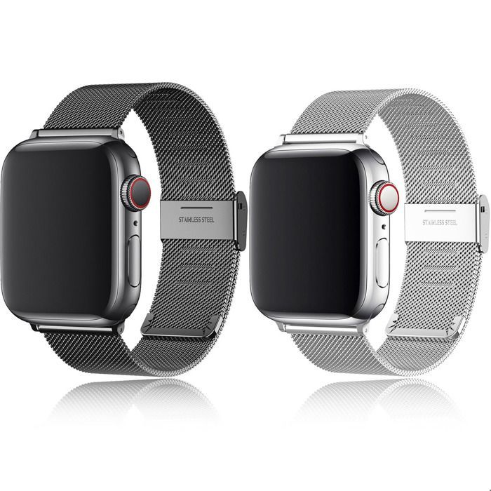 Metalen armband compatibel met Apple Watch Series 1 2 3 4 5 6 7 8 9 10 SE Ultra/Ultra2 (42 44 45 46 49 mm), roestvrijstalen band, 2 stuks