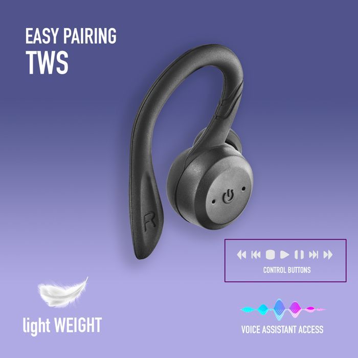 NGS ARTICA JOGGER TWS Sport-oordopjes, Bluetooth 5.3, IPX7, 3 oorhaakjes, 40 uur batterijduur. Ontworpen voor actie en comfort.